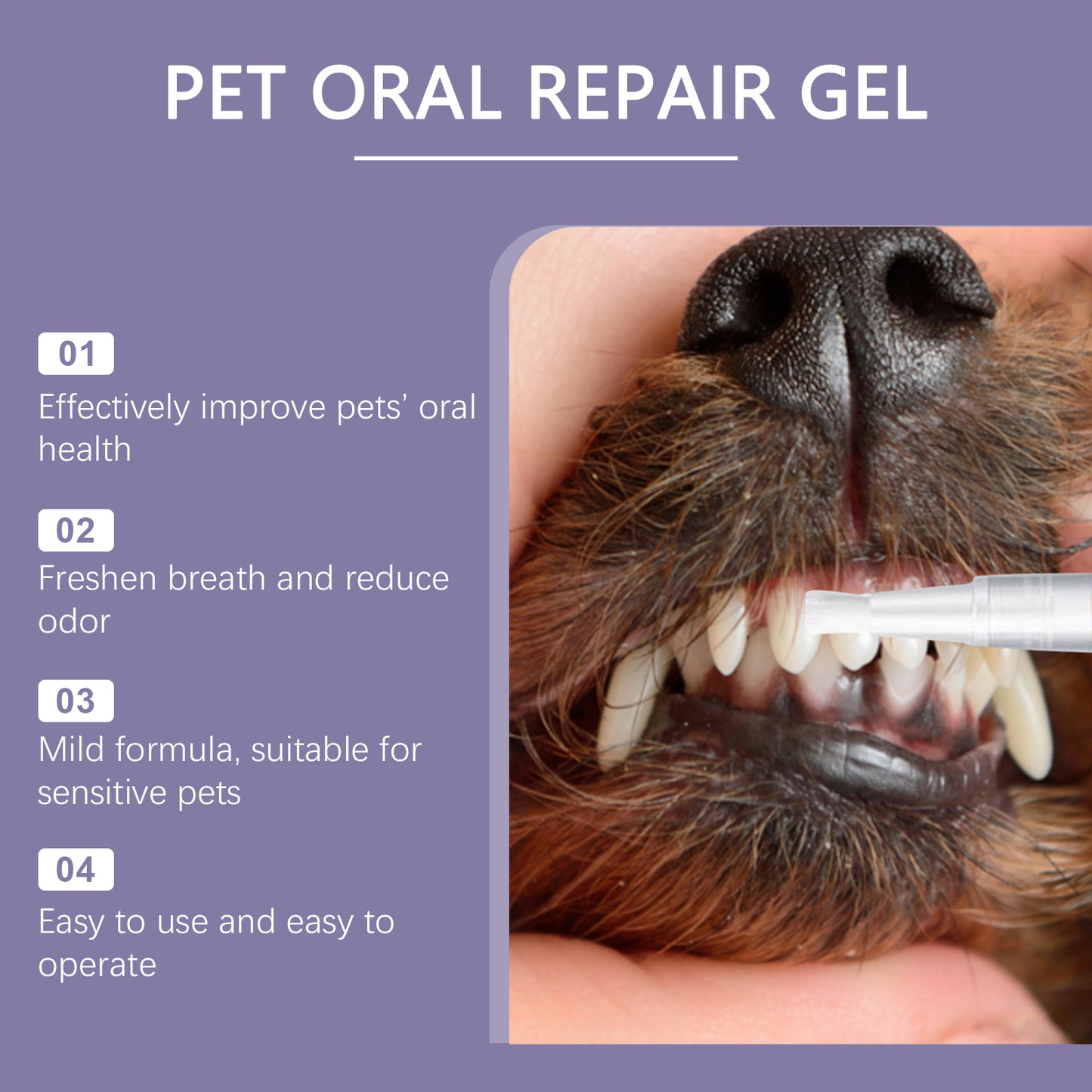 Yegbong Pet Oral Repair Gel Pet Oral Cleaning Gel for Removing Stains and Yellow Teeth Daily Care