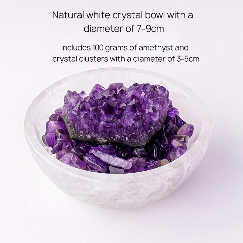 White crystal bowl paired with amethyst