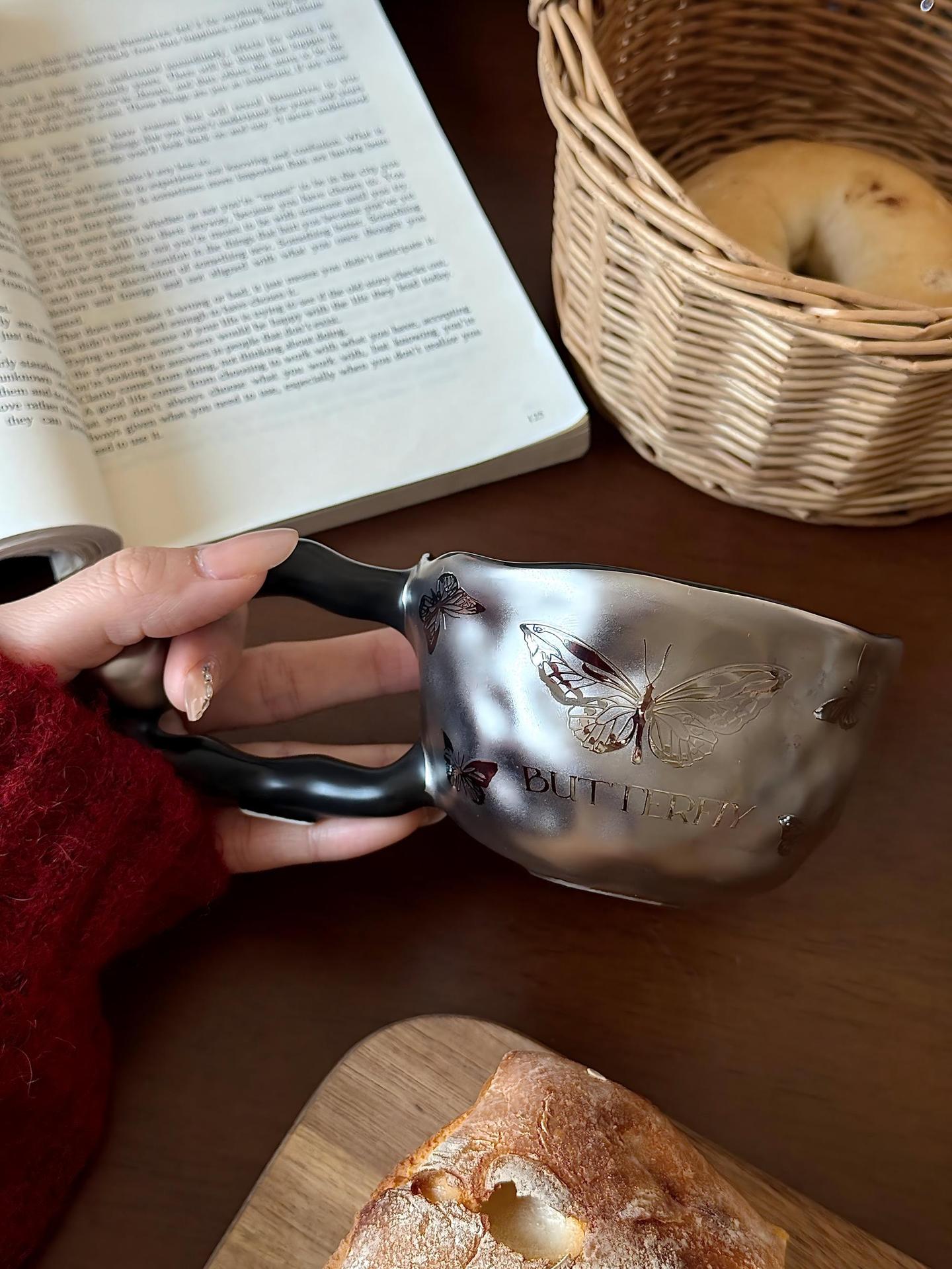 （Three cups）Light Luxury High-End Ceramic Mug Creative High-Value Home Office Elegant Goddess Coffee Cup Tea Cups