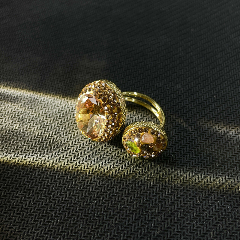 Vintage Style Natural Amethyst Gemstone Ring Niche Temperament Open Retro adjustable openning High-end Feel Ring for Women