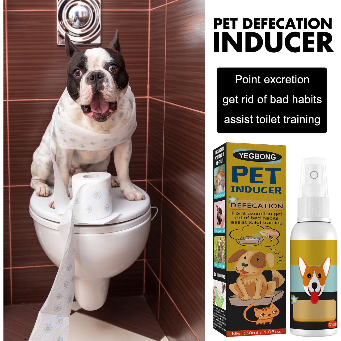 Yegbong Pet Defecation Positioning Spray Pet Potty Training Aid for Cats and Dogs