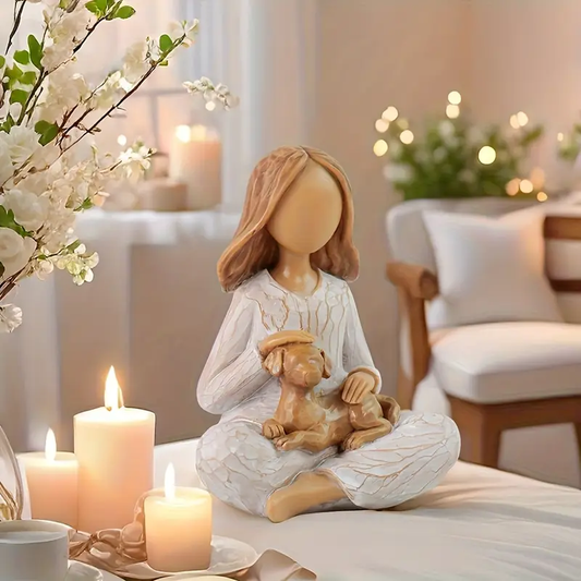 Hand-Painted Memorial Dog Sculpture - Comforting Pet Loss Gift for Departed Pets, Resin Pet Memorial Statue