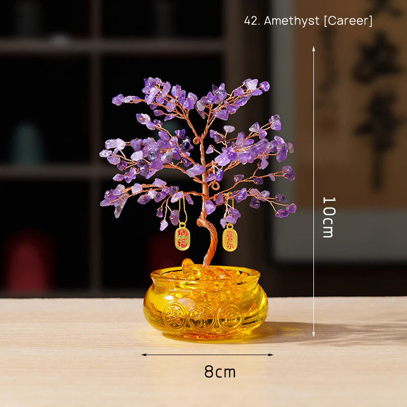 Natural Yellow Crystal Money Tree Glass Ingot Treasure Bowl Crystal Money Tree Home Decoration Desktop Ornament
