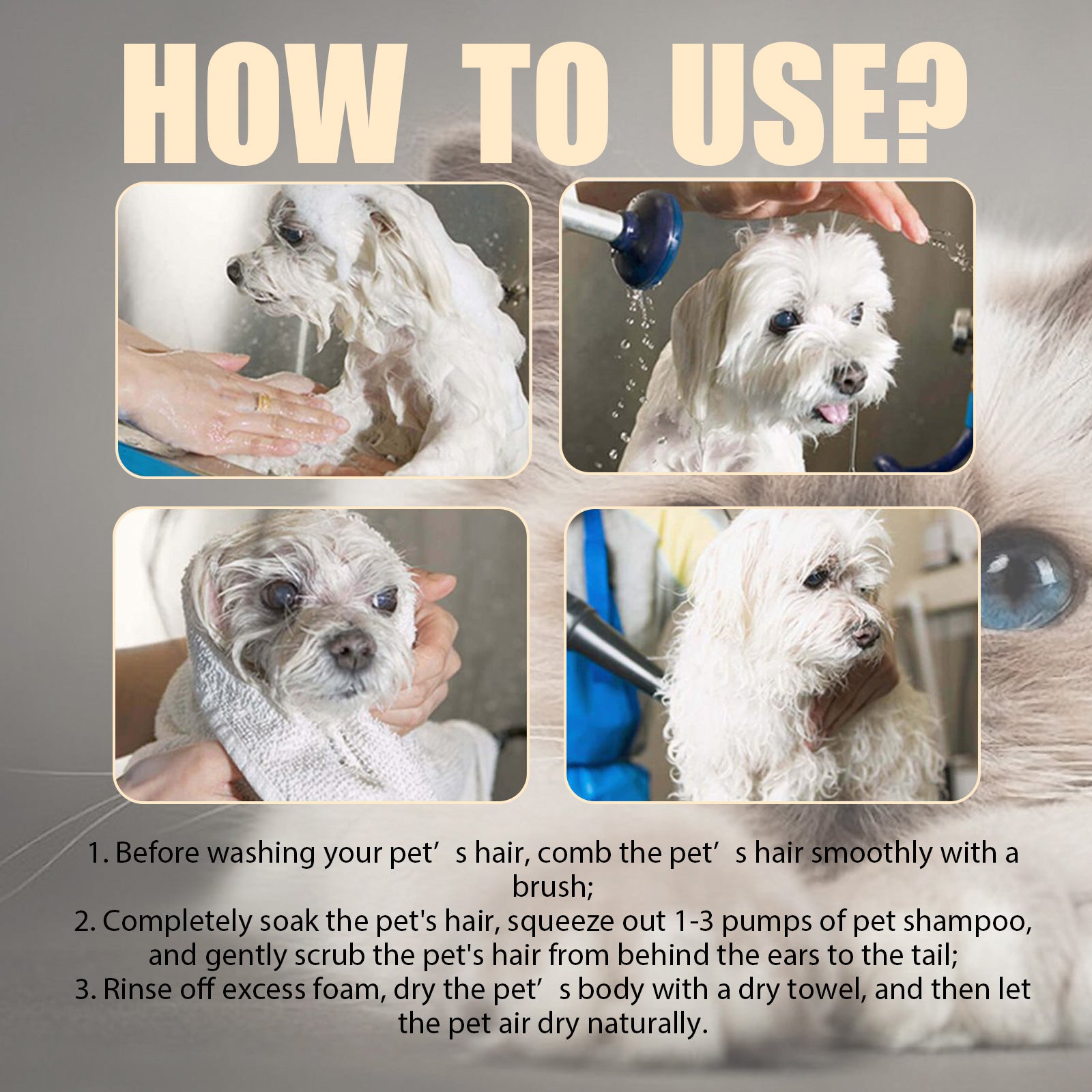 Yegbong Pet Shampoo (100g) – Gentle Cleansing for Pets (Cats & Dogs), Smooths Fur, Prevents Tangles, Shampoo & Conditioner