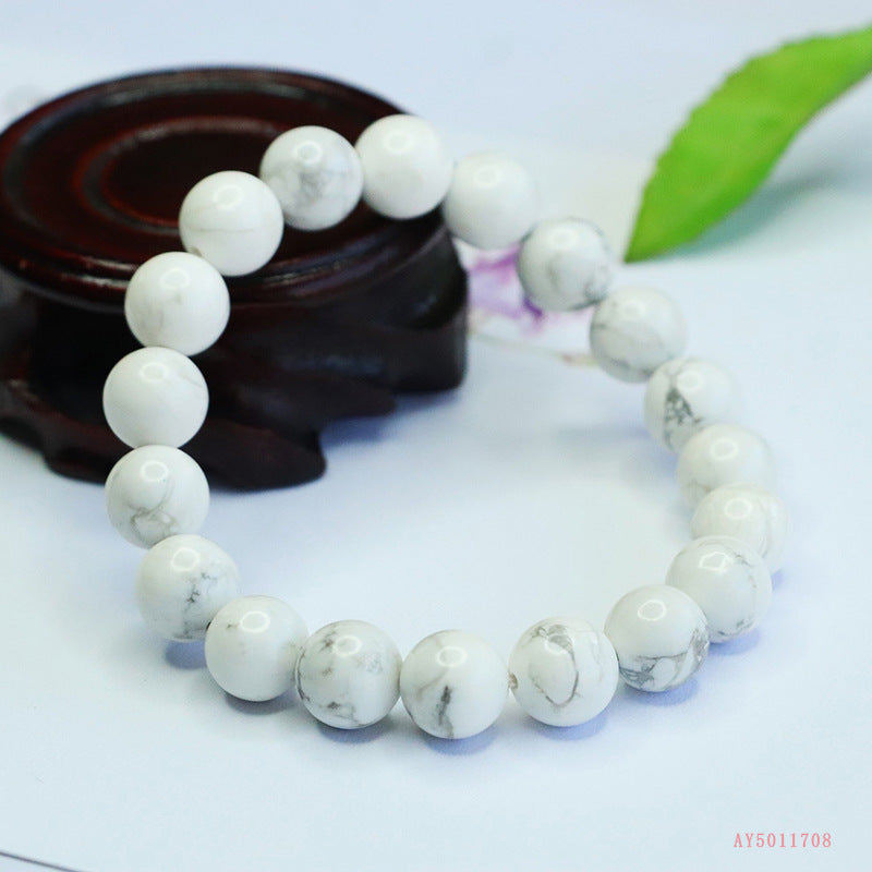 Natural white turquoise ink patterned bracelet