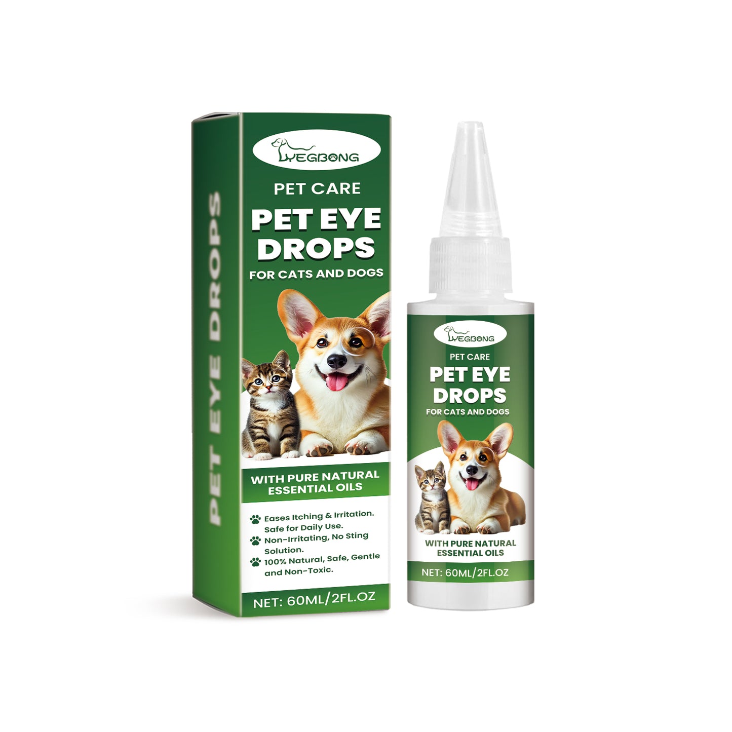 Yegbong Pet Eye Drops Dog Tear Stain Cleaning Pet Eye Drops Cat Eye Cleaning Supplies