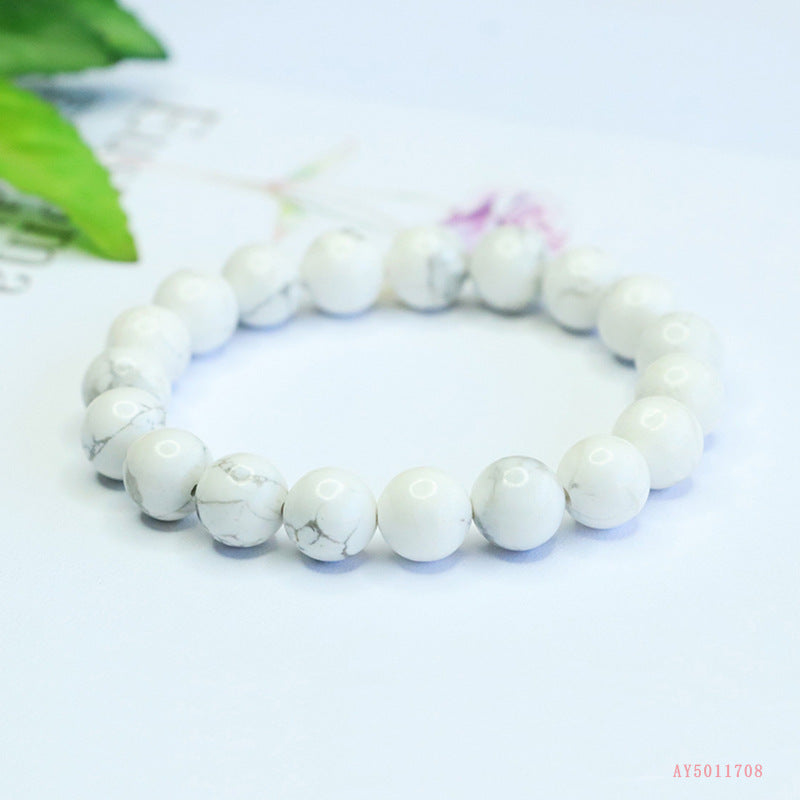 Natural white turquoise ink patterned bracelet
