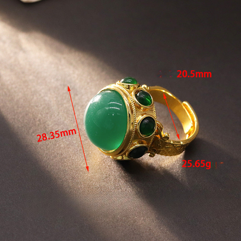 Vintage Style Natural Amethyst Gemstone Ring Niche Temperament Open Retro adjustable openning High-end Feel Ring for Women