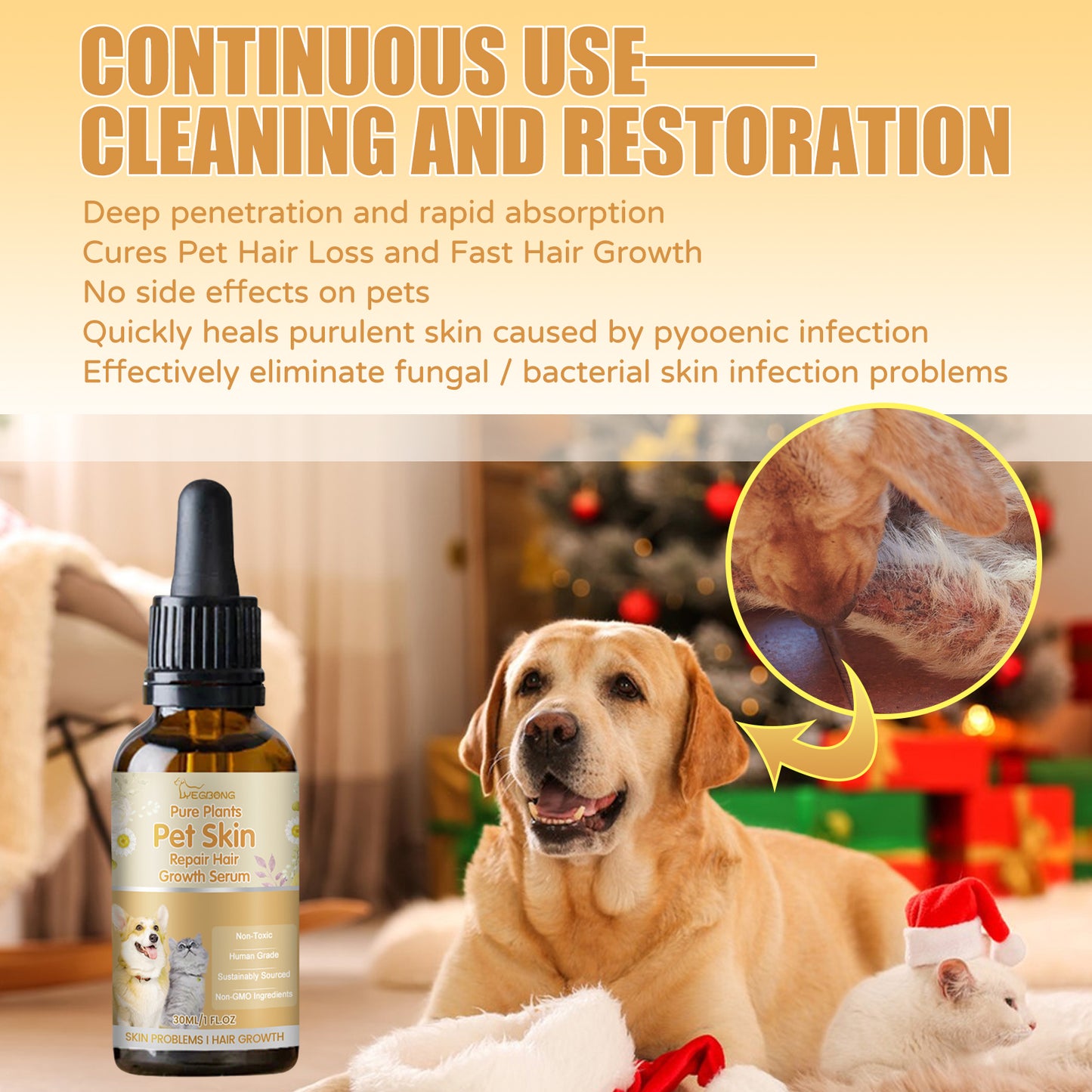 Wholesale Pure Plants Pet Skin Repair Hair Growth Serum for Pet Dogs Cats Non-Toxic Skin Repair Serum with Natural Ingredients