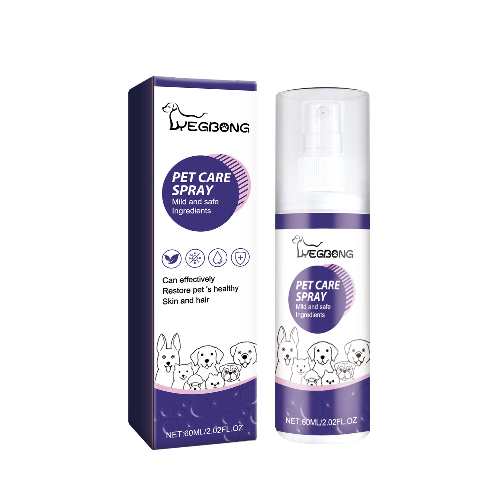 Yegbong Pet Antibacterial Spray for Cats Dogs Skin Care