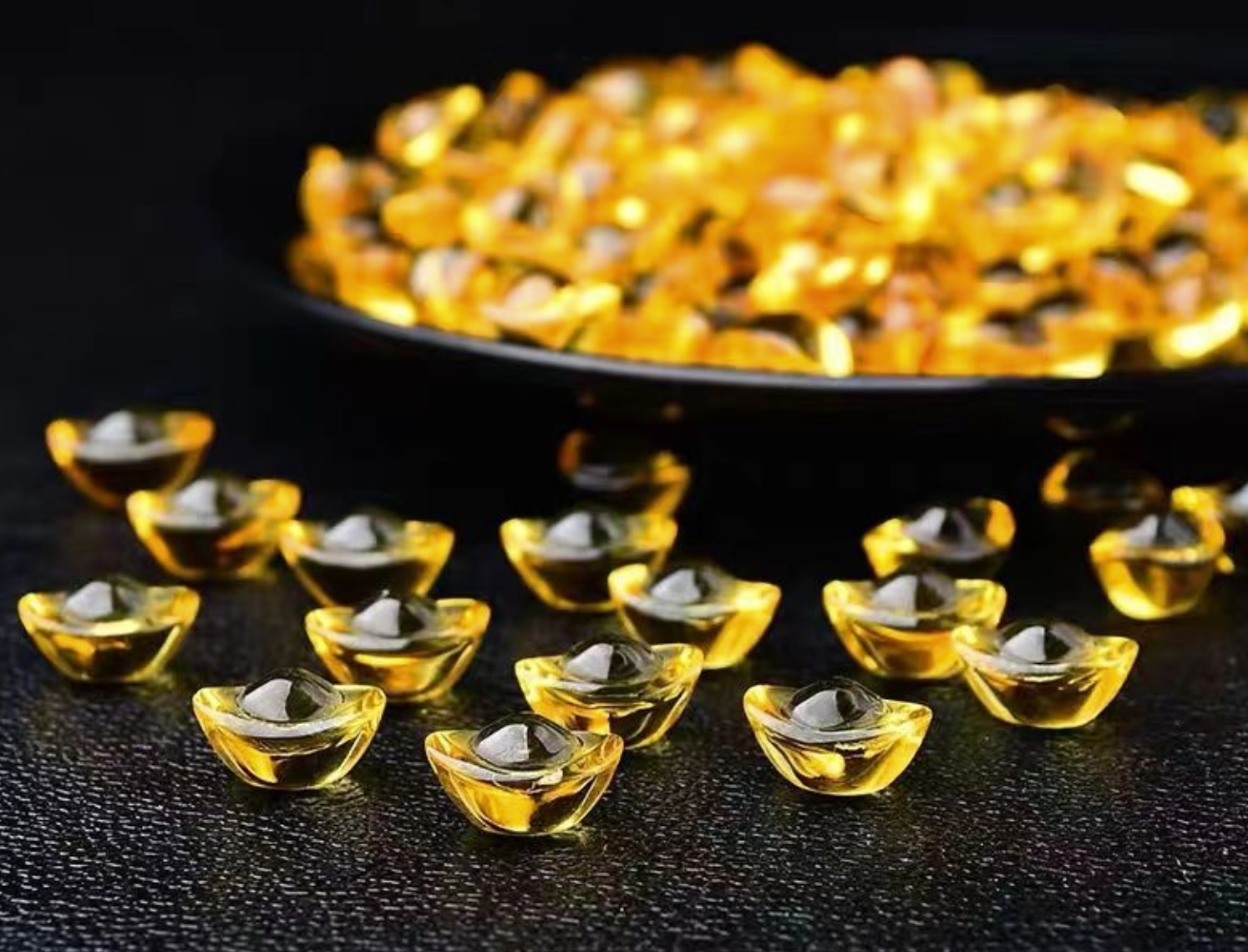 Lucky and Wealthy Yellow Crystal Small Ingot 300 Pieces