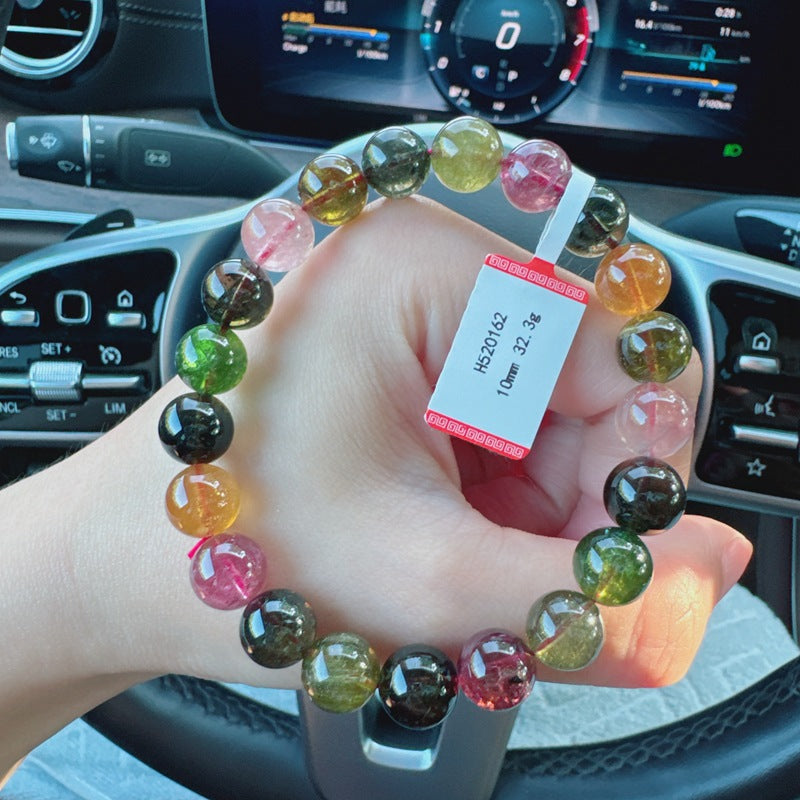 10MM Natural Brazilian Old Material Tourmaline Bracelet Round Beads Large Size Multiple Choices Rich and Transparent