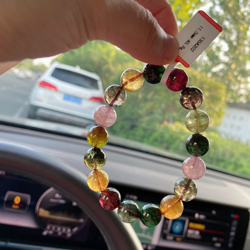 10MM Natural Brazilian Old Material Tourmaline Bracelet Round Beads Large Size Multiple Choices Rich and Transparent