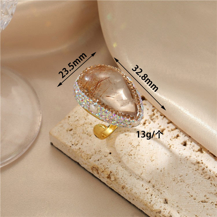 Vintage Style Natural Amethyst Gemstone Ring Niche Temperament Open Retro adjustable openning High-end Feel Ring for Women