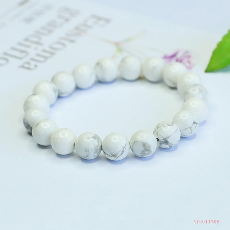 Natural white turquoise ink patterned bracelet