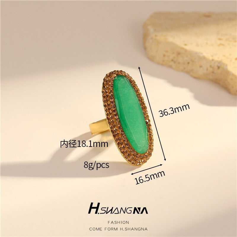 Vintage Style Natural Amethyst Gemstone Ring Niche Temperament Open Retro adjustable openning High-end Feel Ring for Women