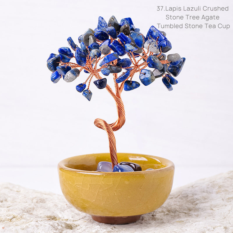 Natural Yellow Crystal Money Tree Glass Ingot Treasure Bowl Crystal Money Tree Home Decoration Desktop Ornament