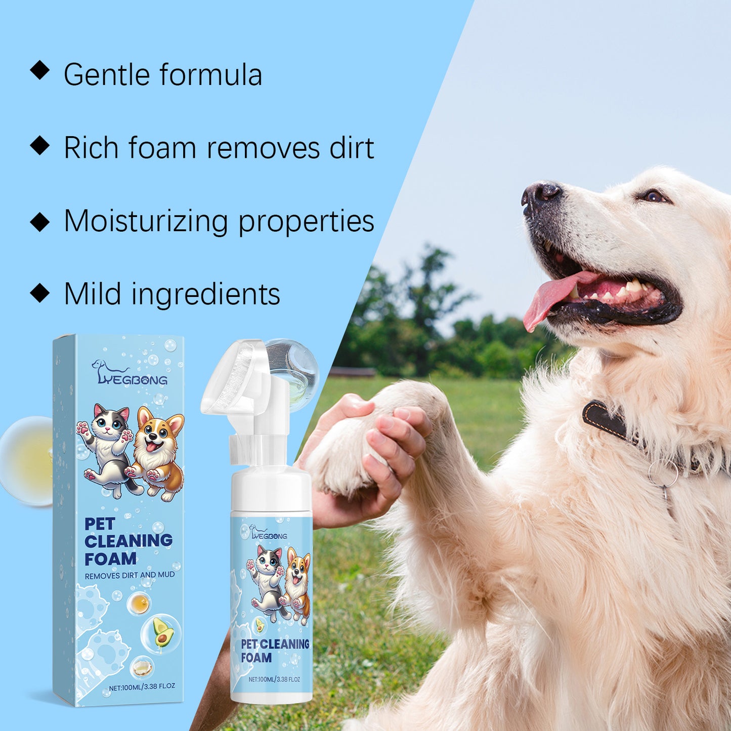 Yegbong Pet Paw Foam Cleaner for Dogs & Cats Foot Care Cleaner