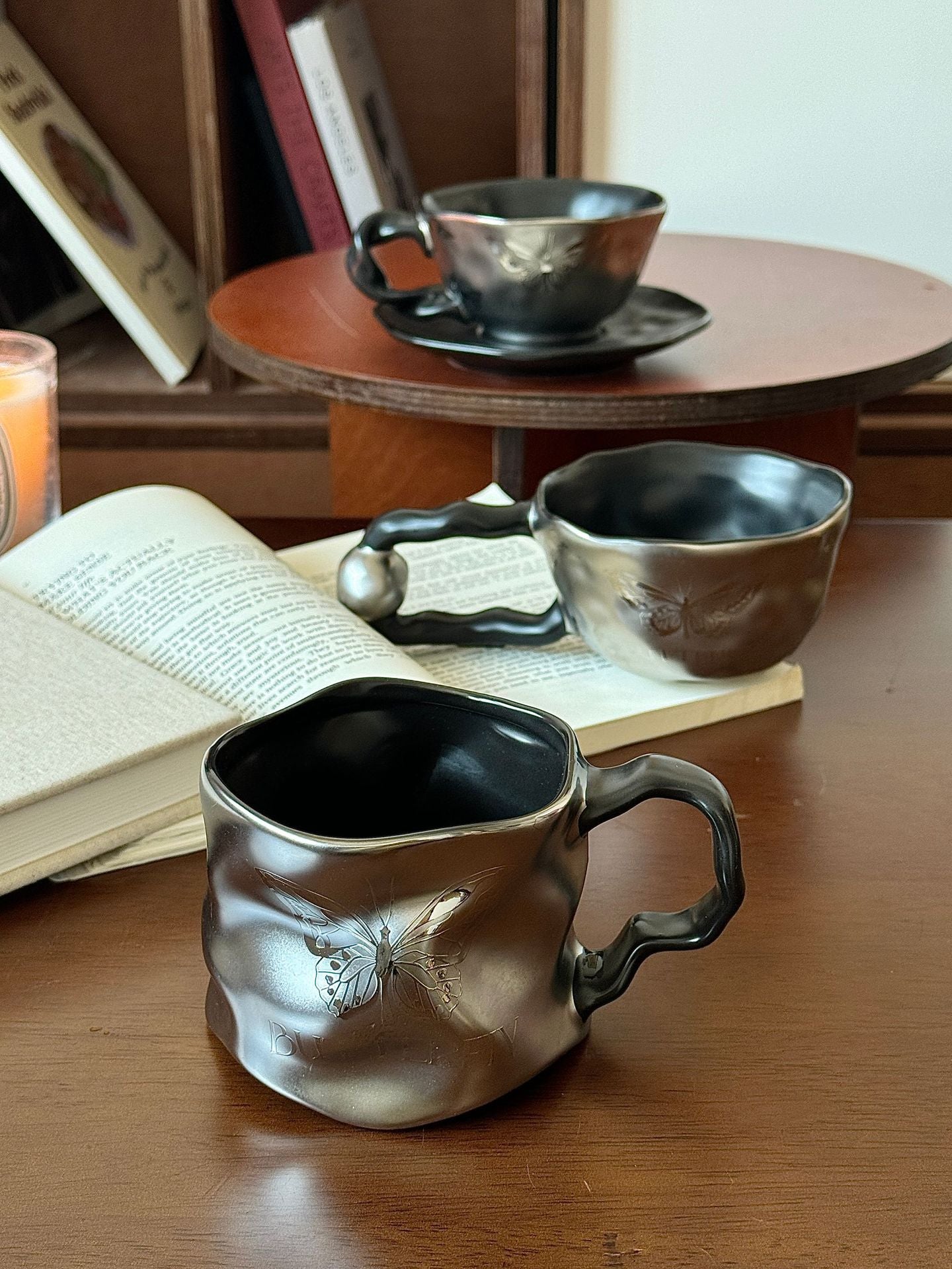 （Three cups）Light Luxury High-End Ceramic Mug Creative High-Value Home Office Elegant Goddess Coffee Cup Tea Cups