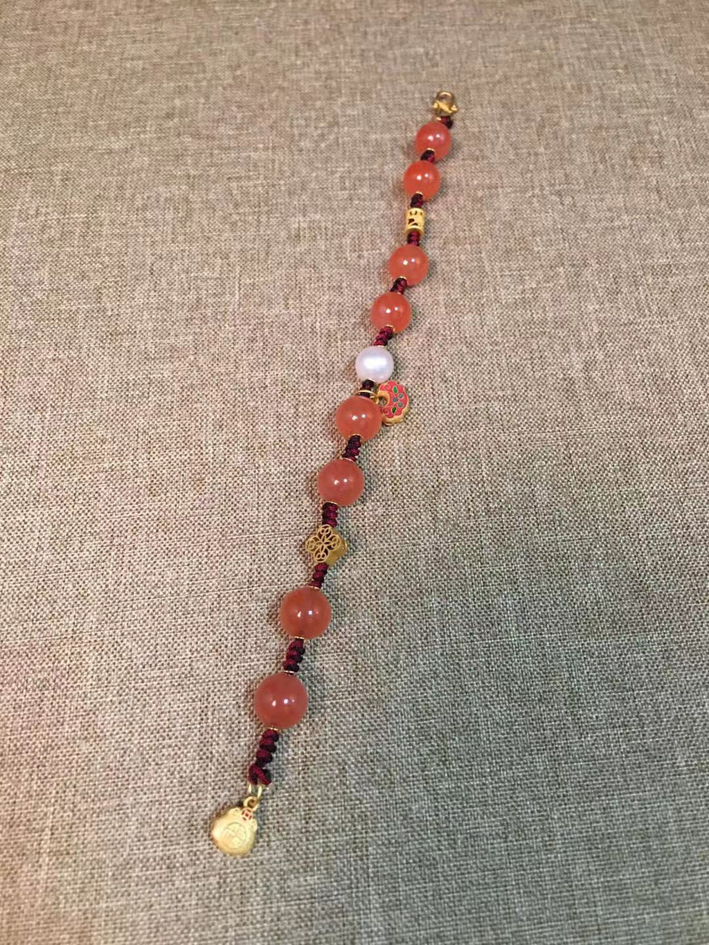 Women's Southern Red Bracelet Cherry Red Woven Bracelet Ancient Silver Jewelry Vintage Bracelet Ethnic Style One Piece Dropshipping