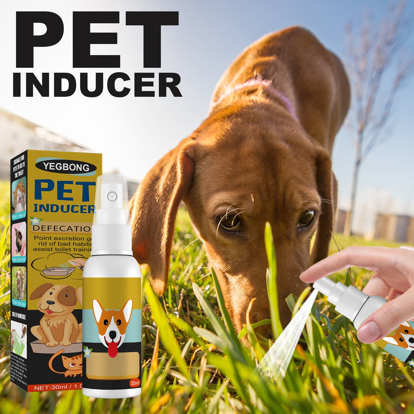 Yegbong Pet Defecation Positioning Spray Pet Potty Training Aid for Cats and Dogs