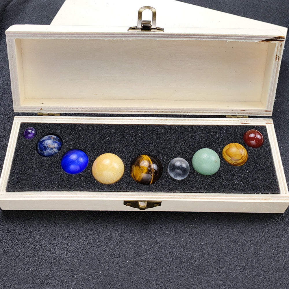 Natural Crystal Gemstone Ore Specimen Solar System Nine Planets Ball Desktop Planet Ornament