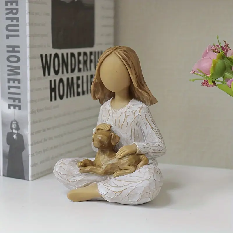 Hand-Painted Memorial Dog Sculpture - Comforting Pet Loss Gift for Departed Pets, Resin Pet Memorial Statue