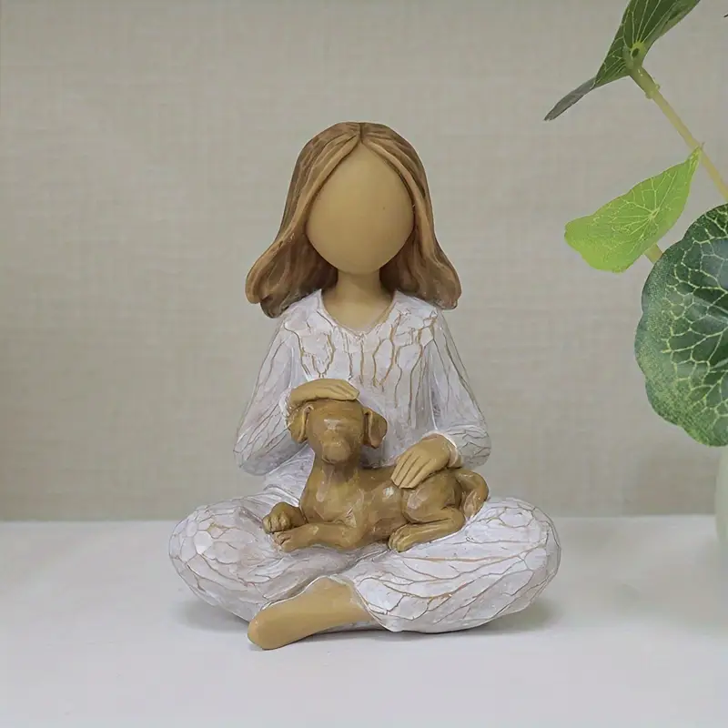 Hand-Painted Memorial Dog Sculpture - Comforting Pet Loss Gift for Departed Pets, Resin Pet Memorial Statue