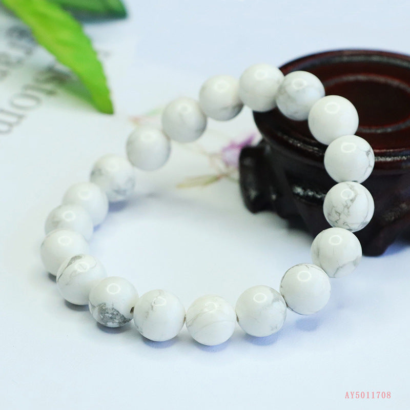 Natural white turquoise ink patterned bracelet