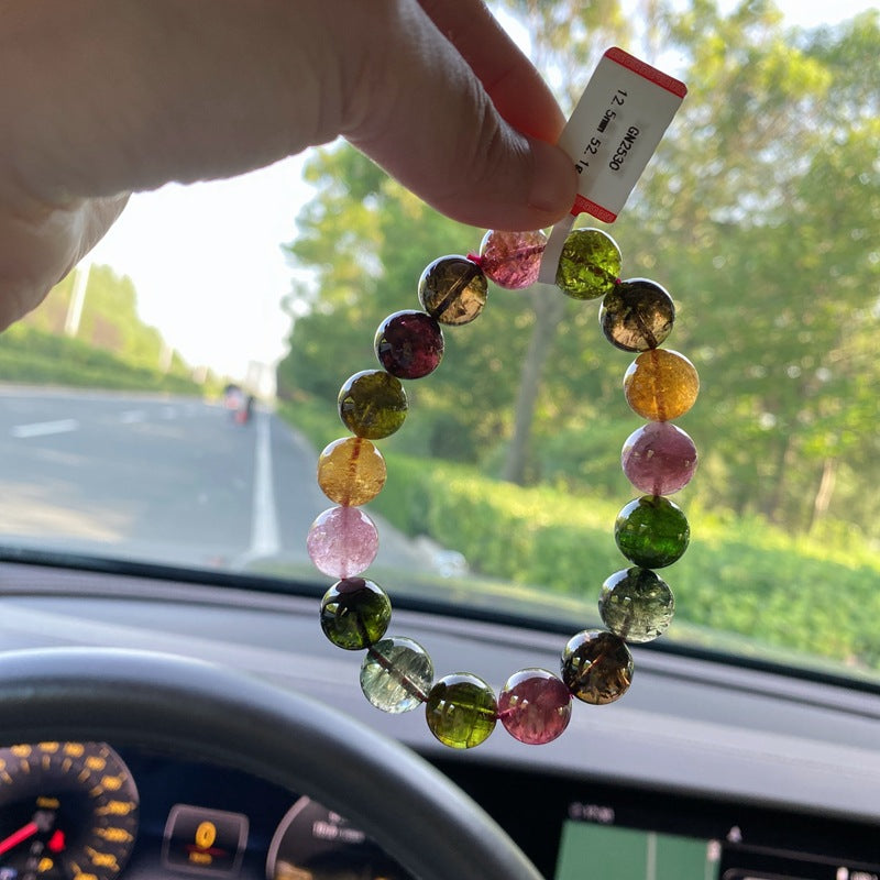 10MM Natural Brazilian Old Material Tourmaline Bracelet Round Beads Large Size Multiple Choices Rich and Transparent