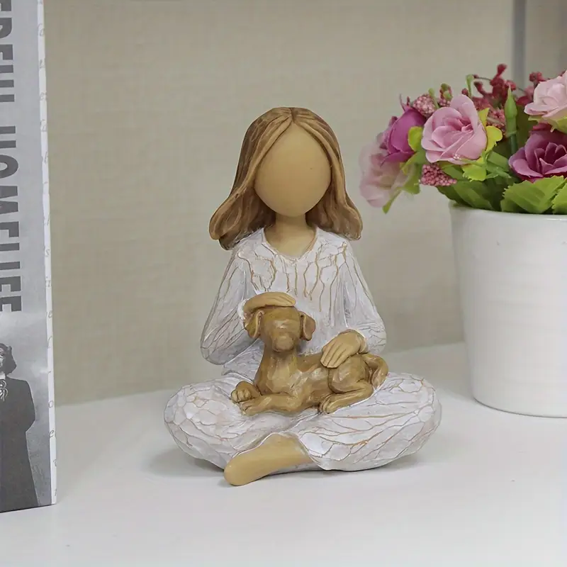 Hand-Painted Memorial Dog Sculpture - Comforting Pet Loss Gift for Departed Pets, Resin Pet Memorial Statue