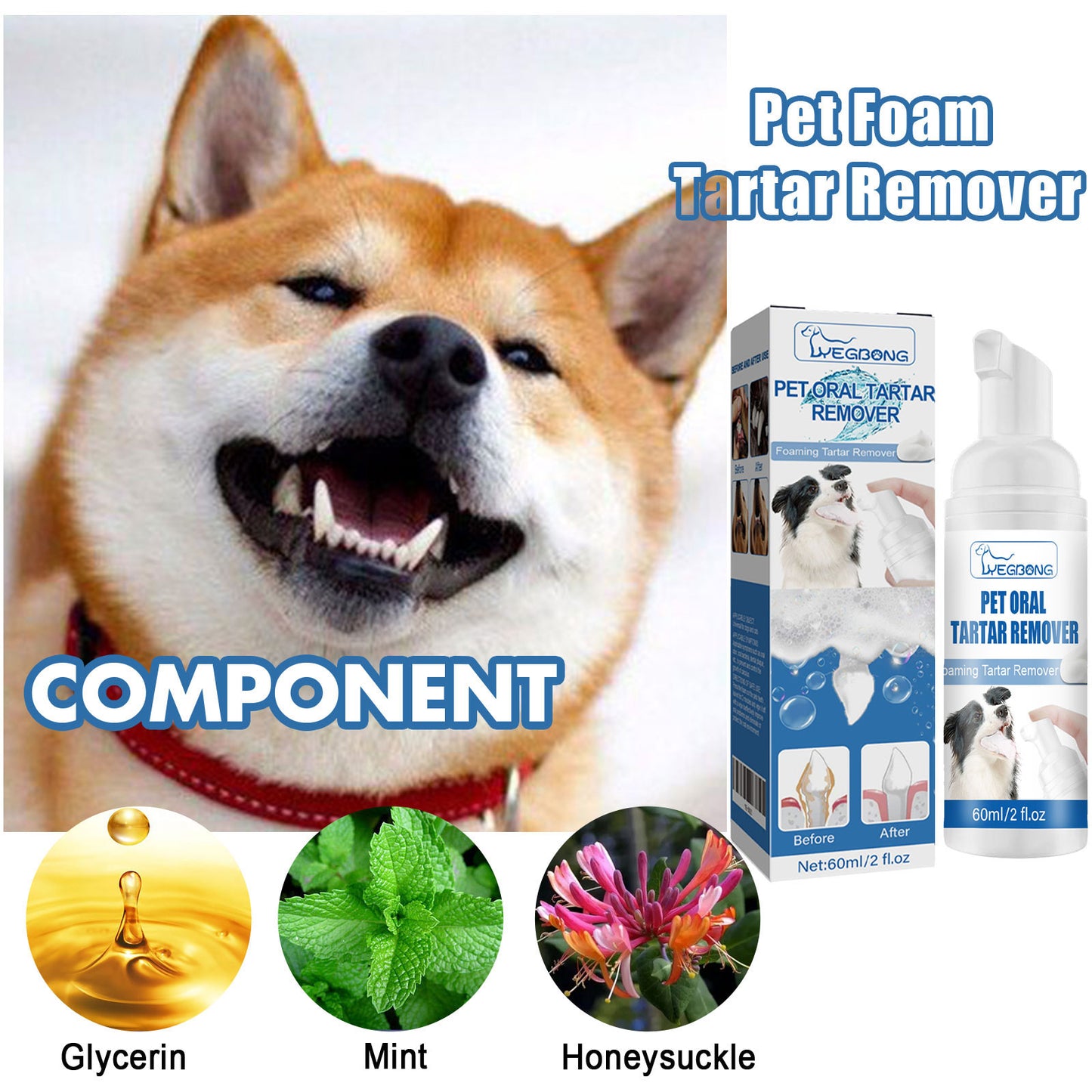 Yegbong Pet Tartar Remover Remove Dental Calculus Yellow Teeth Bad Breath Oral Foam Cleaner