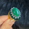 Vintage French Retro Green Series Natural Stone Ring Niche Personality Light Luxury Temperament Women
