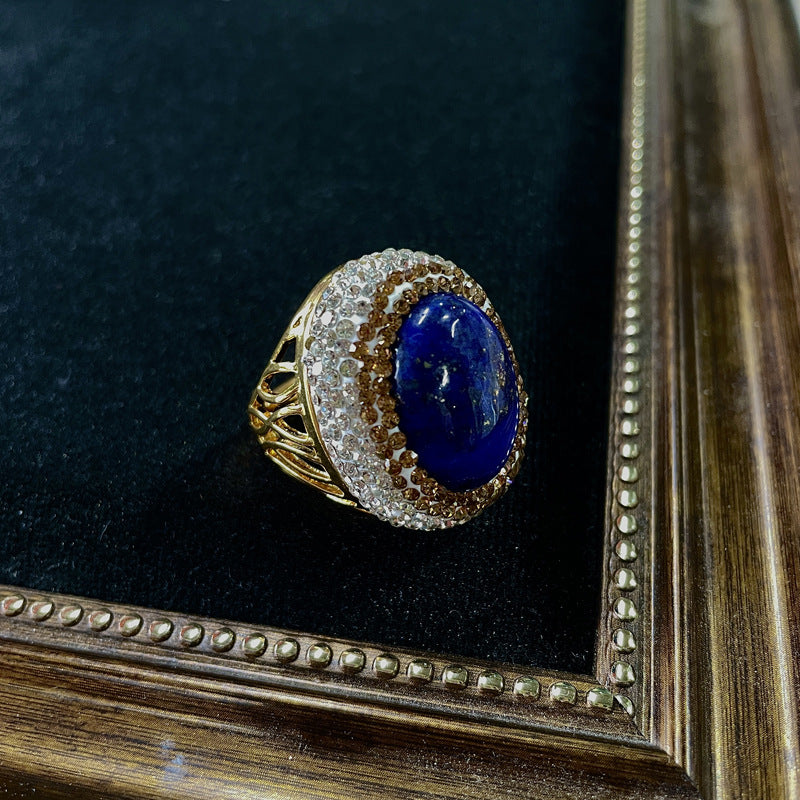 Vintage Style Natural Amethyst Gemstone Ring Niche Temperament Open Retro adjustable openning High-end Feel Ring for Women