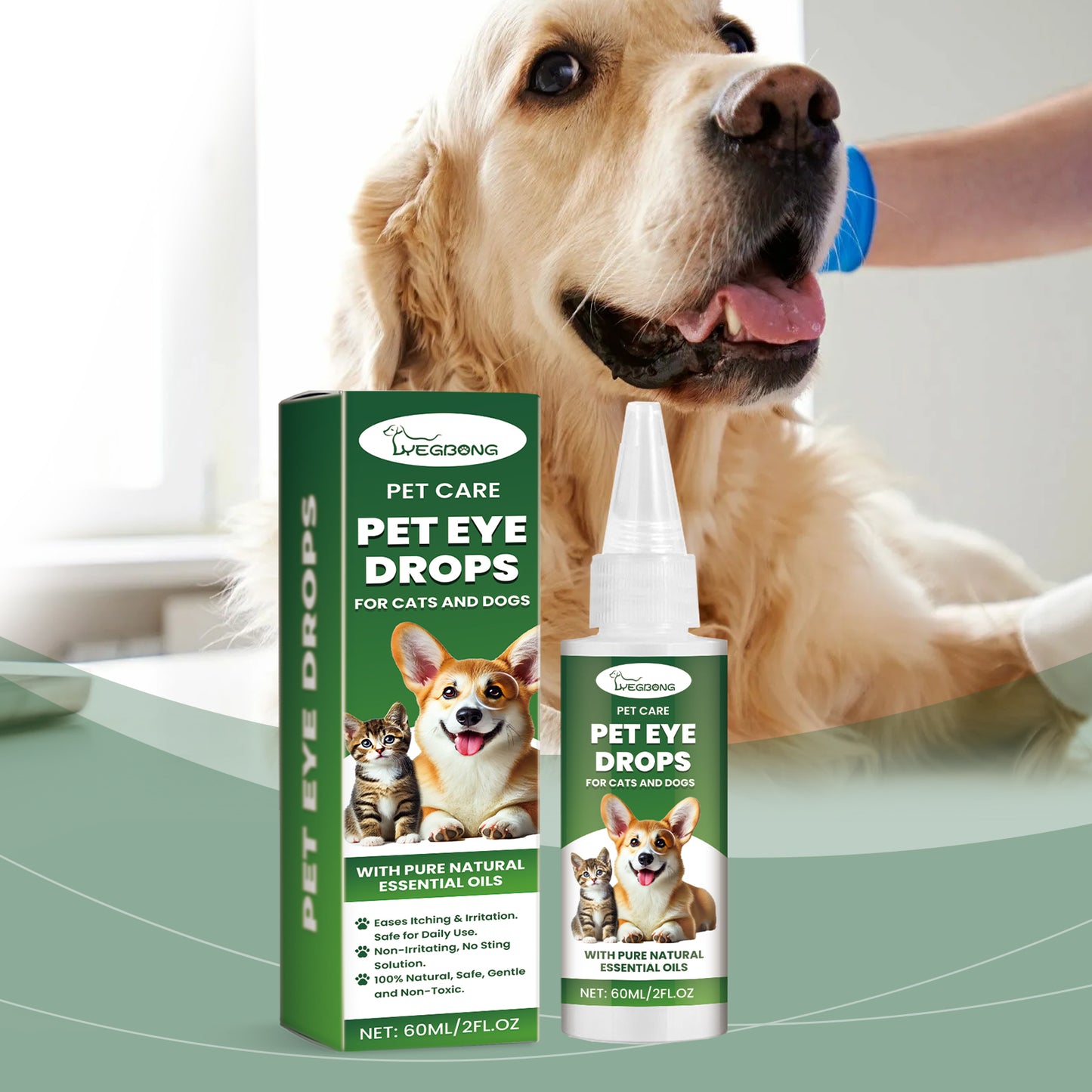 Yegbong Pet Eye Drops Dog Tear Stain Cleaning Pet Eye Drops Cat Eye Cleaning Supplies