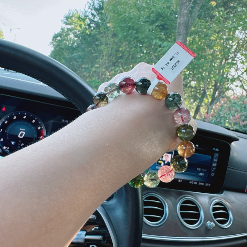 10MM Natural Brazilian Old Material Tourmaline Bracelet Round Beads Large Size Multiple Choices Rich and Transparent