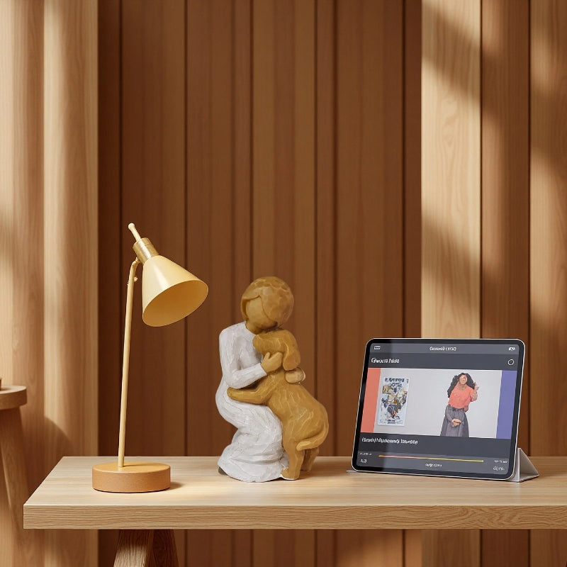 Hot Selling, Family Resin Material, Willow Tree Texture Carving Series, Suitable for People to Squat and Hug Dogs