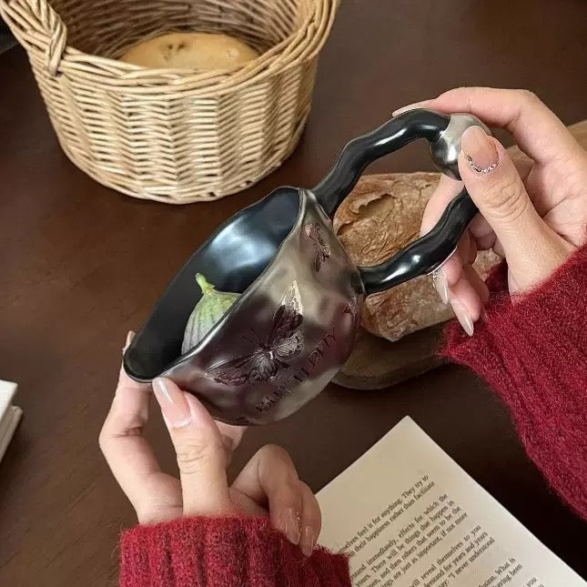 （Three cups）Light Luxury High-End Ceramic Mug Creative High-Value Home Office Elegant Goddess Coffee Cup Tea Cups