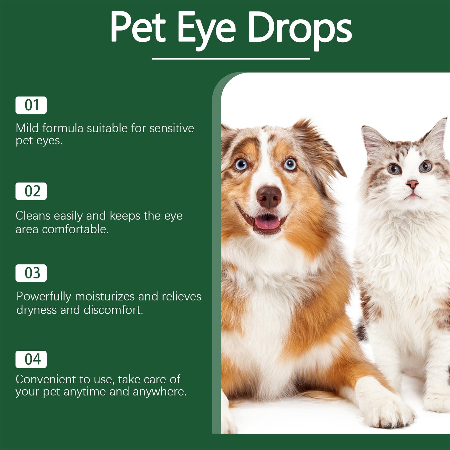 Yegbong Pet Eye Drops Dog Tear Stain Cleaning Pet Eye Drops Cat Eye Cleaning Supplies