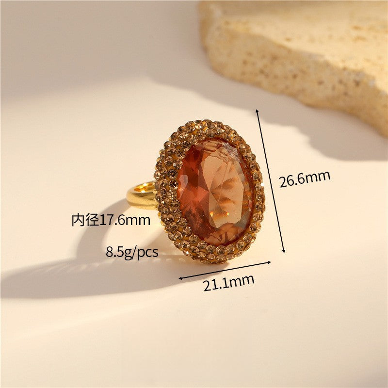 Vintage Style Natural Amethyst Gemstone Ring Niche Temperament Open Retro adjustable openning High-end Feel Ring for Women