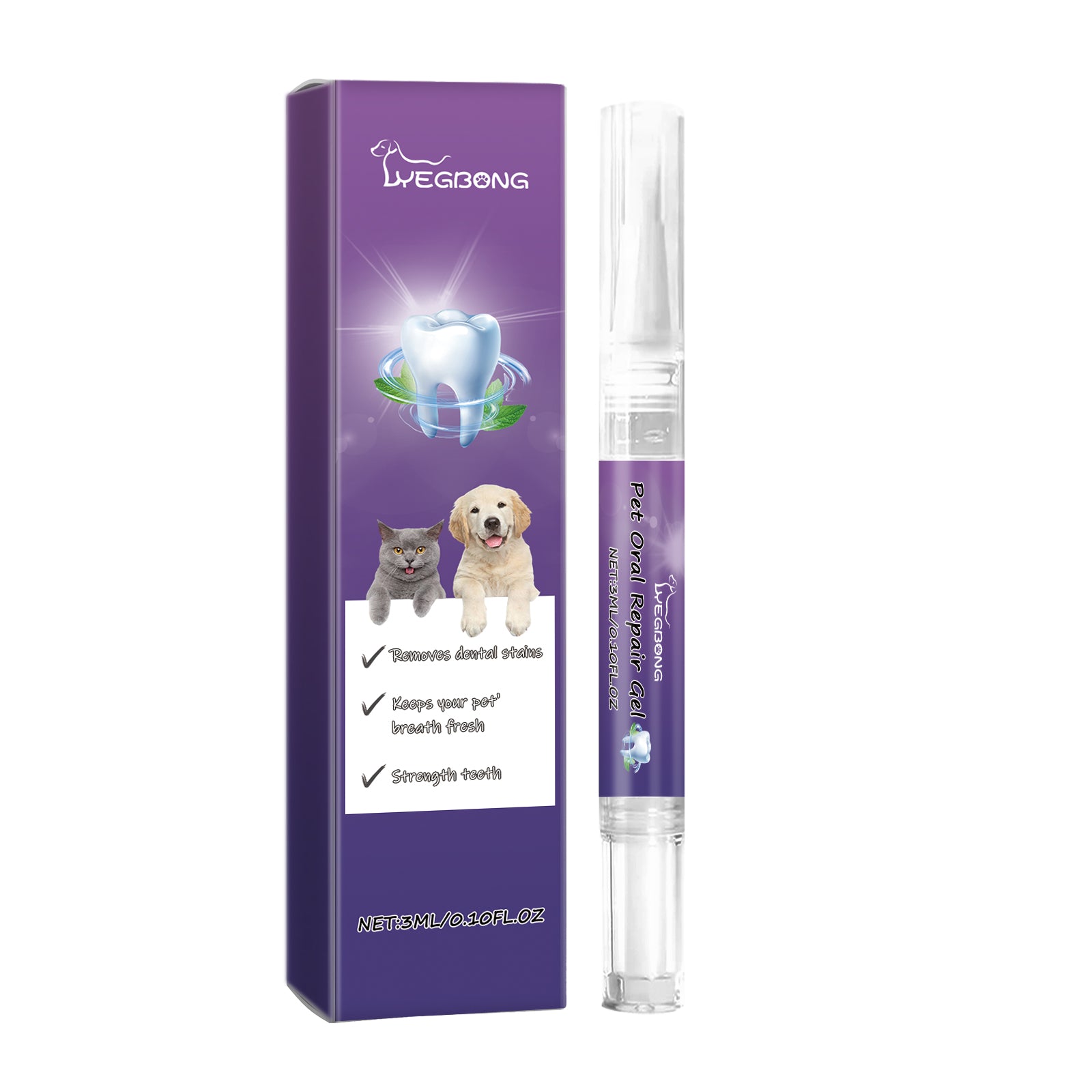 Yegbong Pet Oral Repair Gel Pet Oral Cleaning Gel for Removing Stains and Yellow Teeth Daily Care