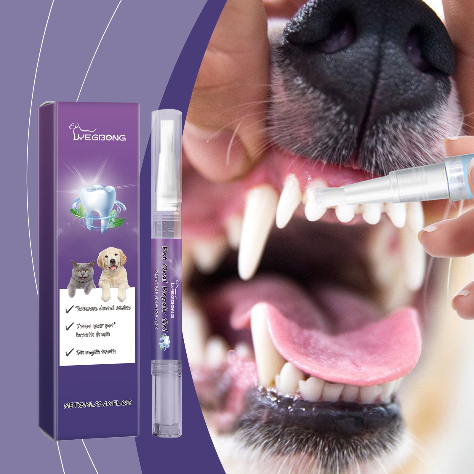 Yegbong Pet Oral Repair Gel Pet Oral Cleaning Gel for Removing Stains and Yellow Teeth Daily Care