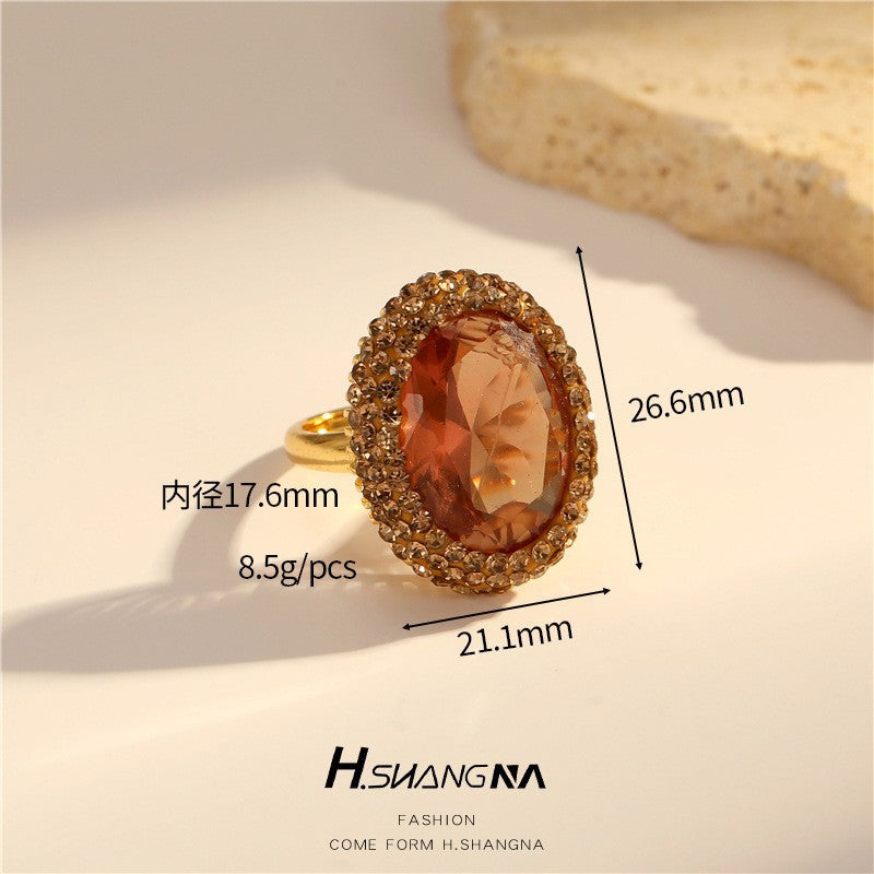 Vintage Style Natural Amethyst Gemstone Ring Niche Temperament Open Retro adjustable openning High-end Feel Ring for Women