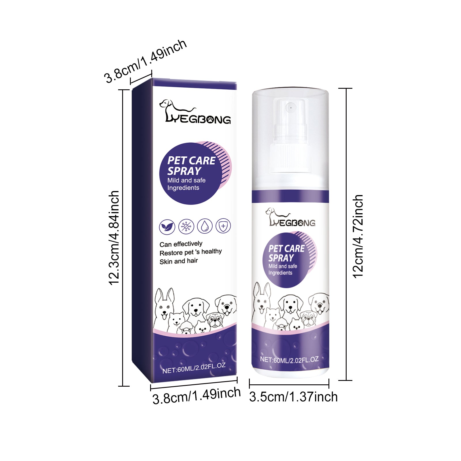 Yegbong Pet Antibacterial Spray for Cats Dogs Skin Care