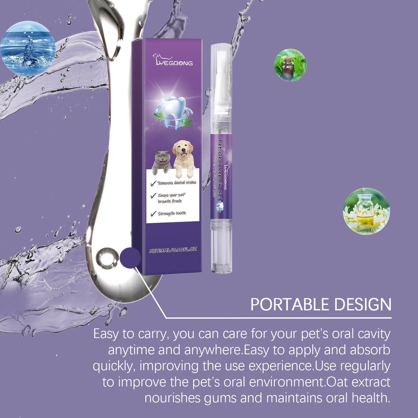 Yegbong Pet Oral Repair Gel Pet Oral Cleaning Gel for Removing Stains and Yellow Teeth Daily Care