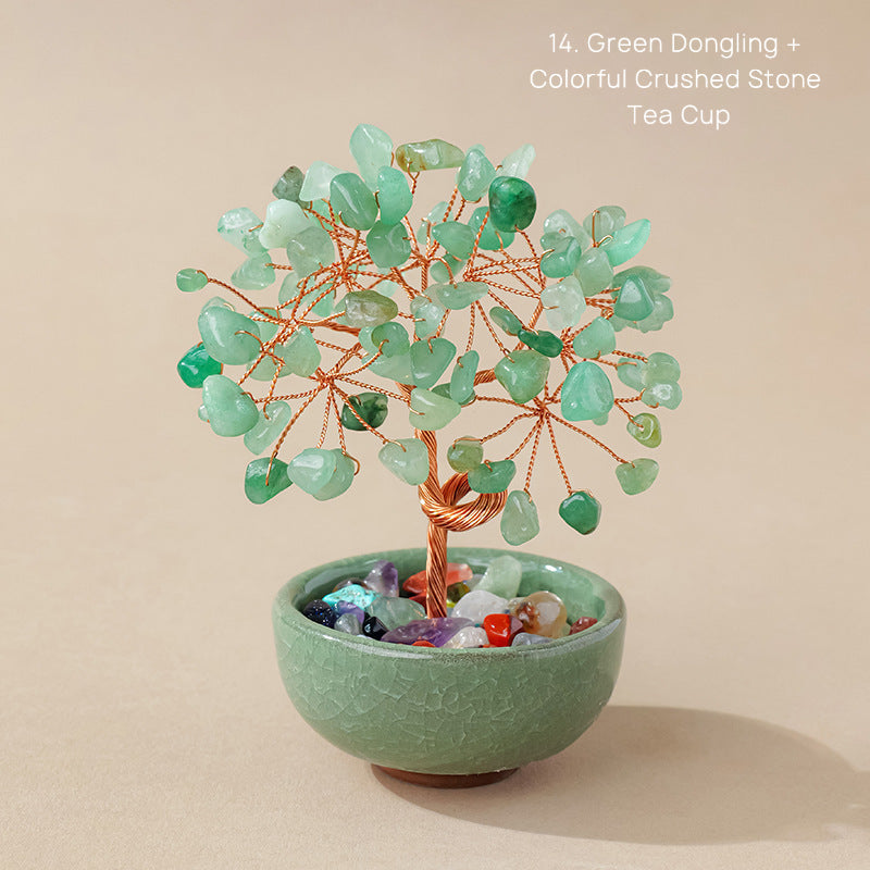 Natural Yellow Crystal Money Tree Glass Ingot Treasure Bowl Crystal Money Tree Home Decoration Desktop Ornament