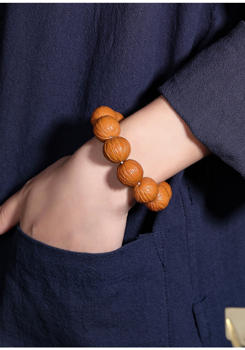 Monkey head walnut bracelet treasure trove style-Wisdom, Luck, Protection, Health, and Wealth