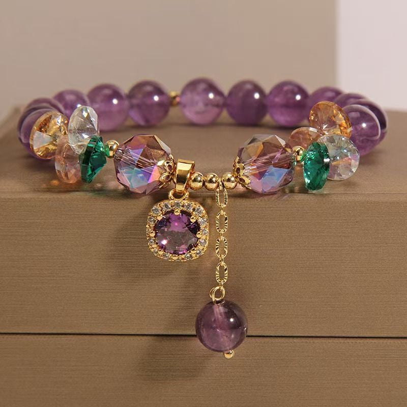 Bracelet Purple Crystal Bracelet Female Ins Niche Design Micro Inlaid Zirconia Hand String