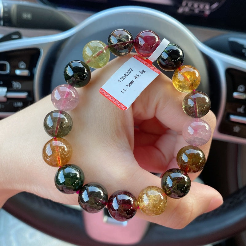 10MM Natural Brazilian Old Material Tourmaline Bracelet Round Beads Large Size Multiple Choices Rich and Transparent