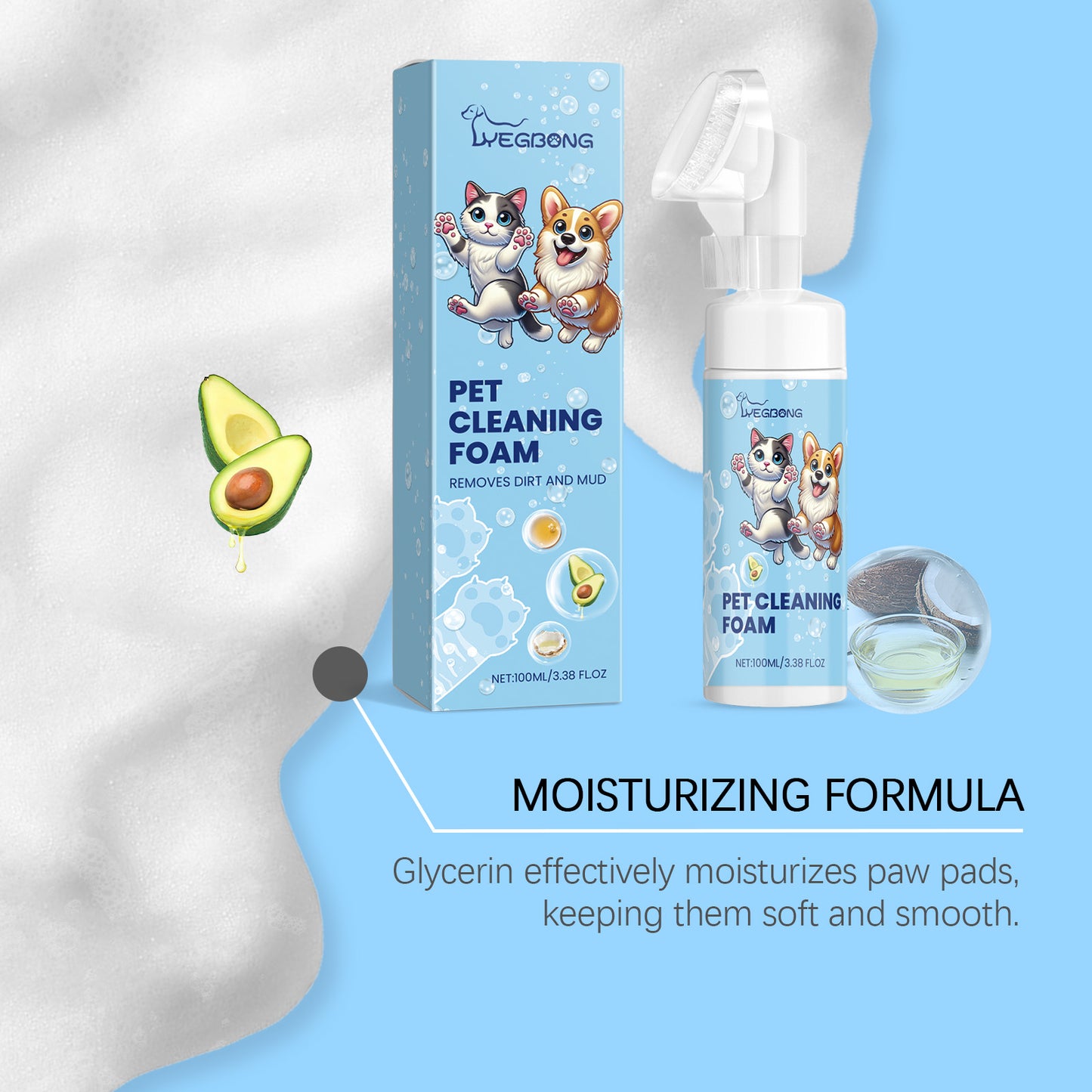 Yegbong Pet Paw Foam Cleaner for Dogs & Cats Foot Care Cleaner